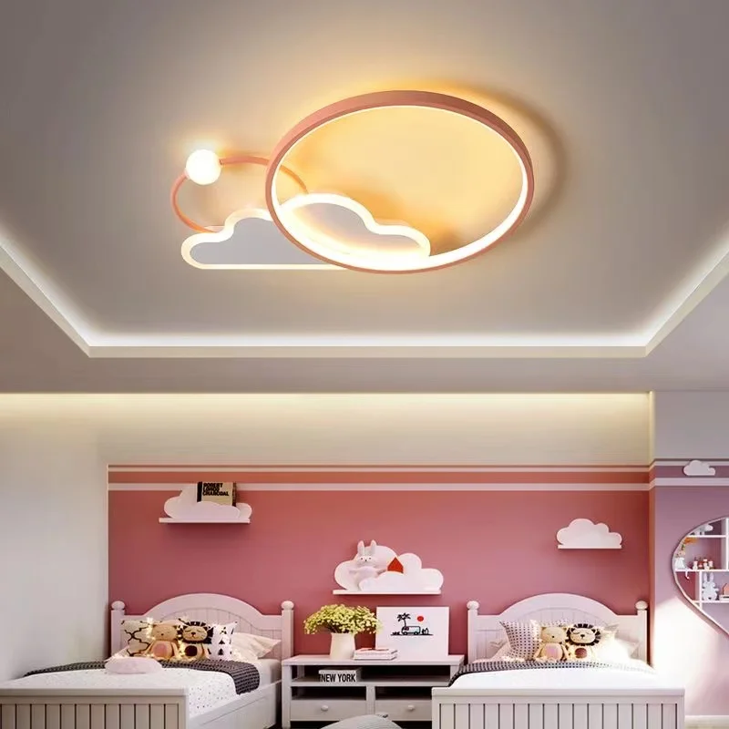 Imagem -06 - Moderno Led Luzes de Teto para Crianças Quarto Rosa Nuvem Lustre Regulável Bonito do Bebê Menino Menina Quarto Deco Lâmpada do Teto Inteligente