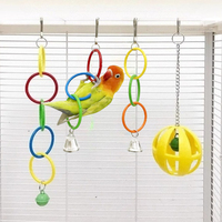 Colorful Bird Plastic Ring Chain Ring Play Round Hook Swing Climbing Cage Toy with Bell Decorated Parrot Toy Birds Cage Decor