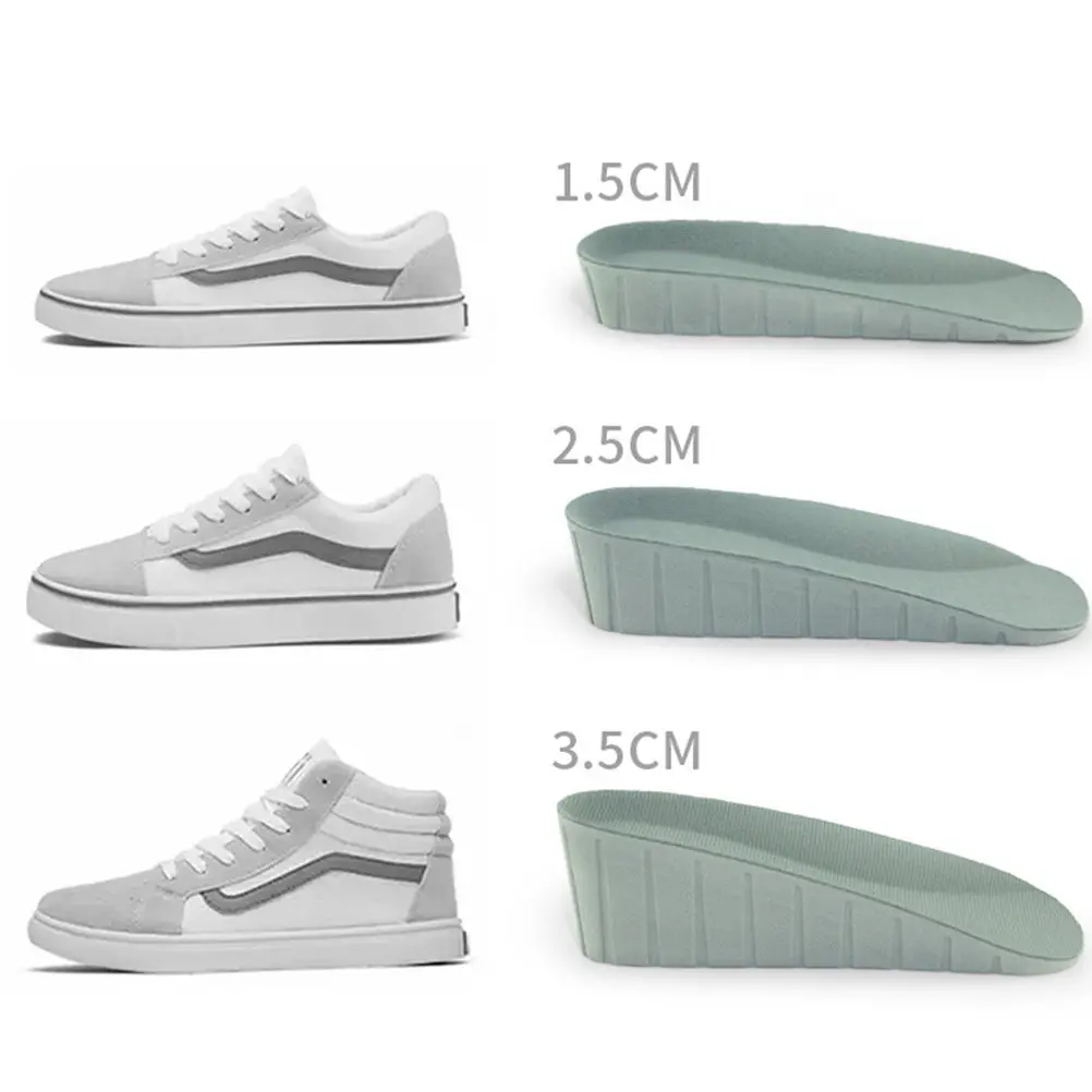 1Pair Height Increase Insole Invisible Inner Heel Lift Inserts Grey 3.5cm Non-Slip Shock Absorb Shoe Pad for Men Women Sneakers