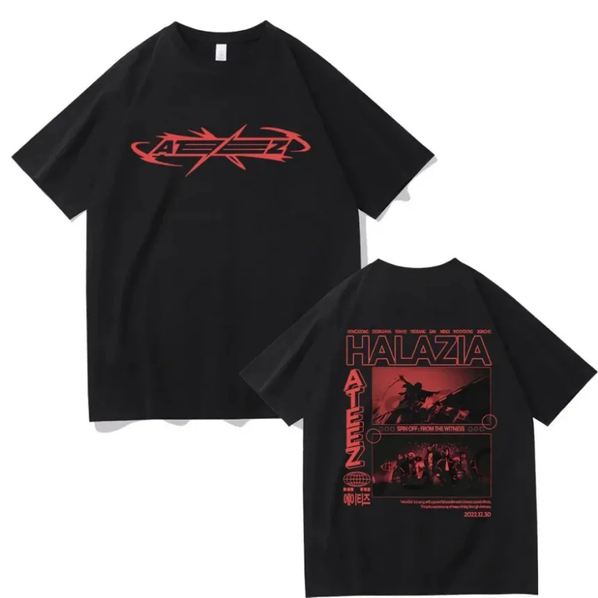 Ateez Album The World Ep Fin Will Tour Graphic T Shirts Men Women Trend Hip Hop T-shirt High Street Fashion Oversized T-shirts