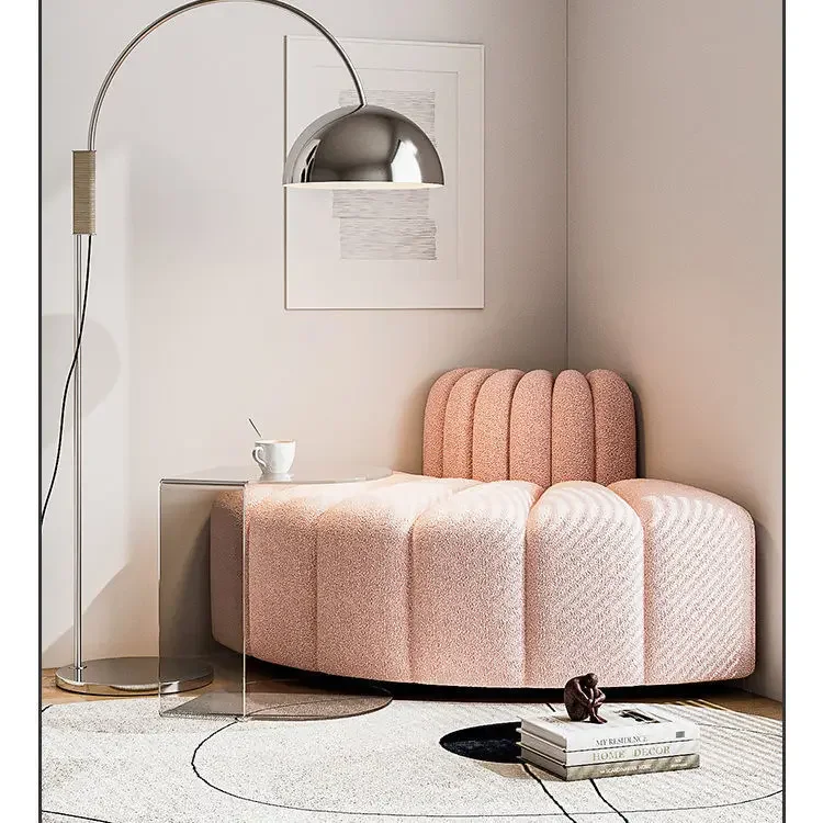 French cream wind corner small apartment living room bedroom corner module sofa corner fabric leisure lazy sofa