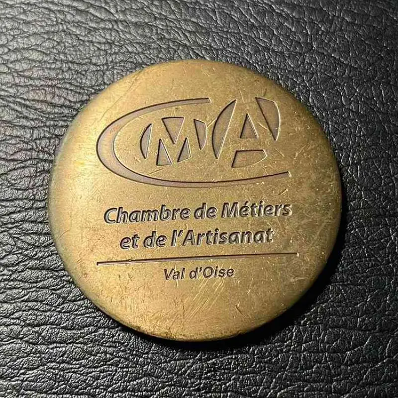 Vintage France Artisan Chamber CMA Commemorative Bronze Medal Brass Challenge Coin Craftsman Relic Collectible