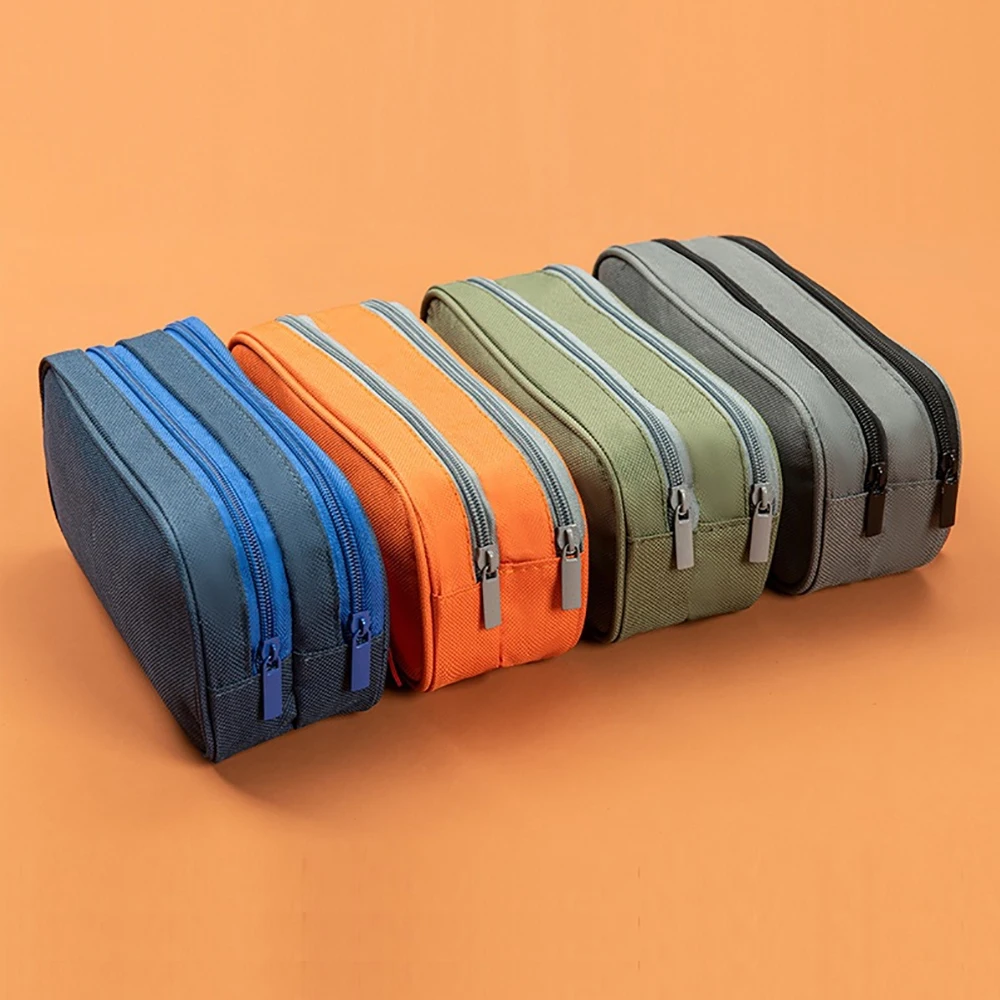 Камуфляжный холщовый пенал с двойной молнией, сумка-карандаш для мальчиков и девочек, школьная сумка для канцелярских принадлежностей, студенческие принадлежности, чехол для ручек, сумки для хранения