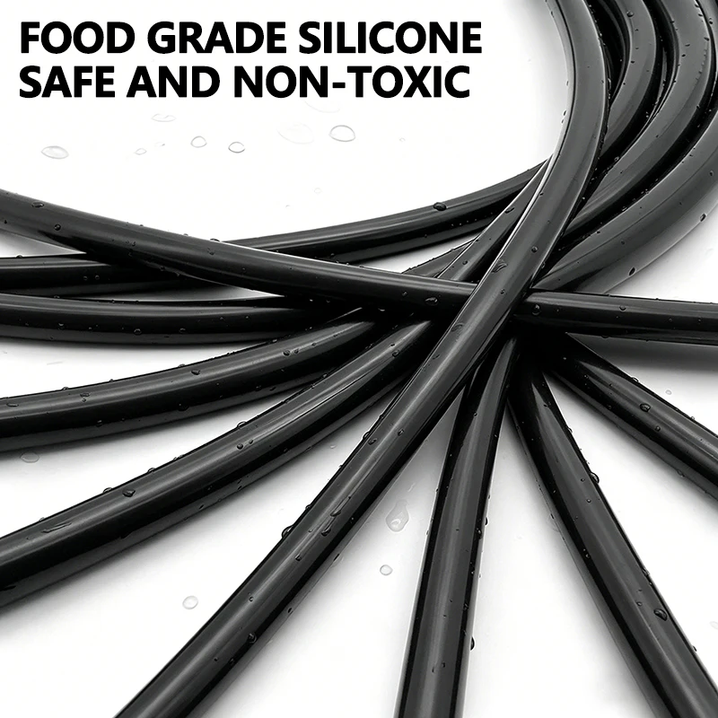 10M Food Grade Black Silicone Hose ID 1-16mm Flexible Nontoxic High Temp Resistant Leakproof Aging Resistance Silicone Tube