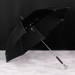 Black Men Reinforced Cane Umbrella Wind Resistant Large Resistant Umbrella Long Handle Fashion Sombrinha De Chuva Rain Supplies