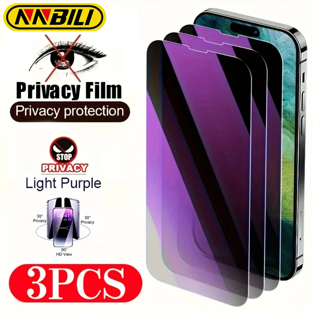 NNBILI 1-3 Stück Handy Lila Licht Anti-Peeping Displayschutzfolie Schutz Privatsphäre Klar Geeignet für iPhone17 Pro MAX Air