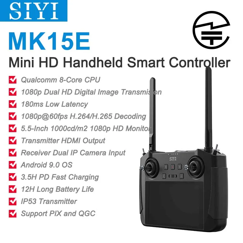 SIYI MK15E Mini HD Handheld Radio System Transmitter Remote Control 5.5-Inch Monitor 1080p 60fps 180ms FPV Japan MIC Certified