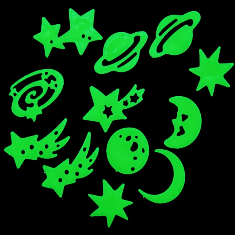 Luminous Cosmic Star Wall Stickers for Kids Bedroom Cartoon Decoration Fluorescent Star Moon Resin