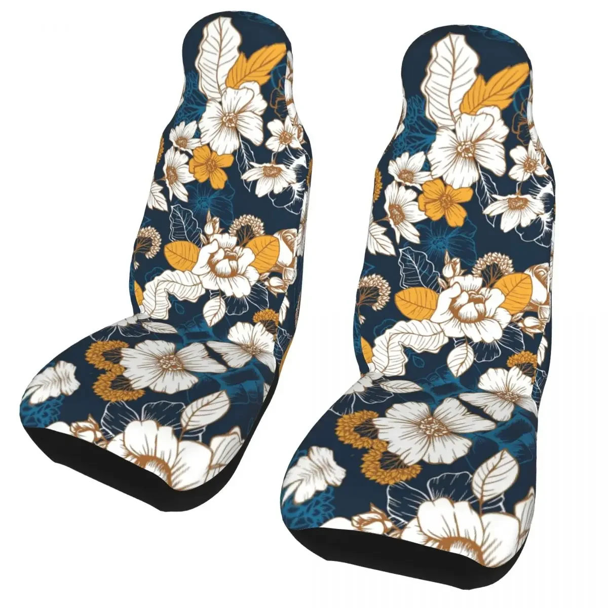 Navy And Gold Peony And Blossom Universal Car Seat Cover Four Seasons Women Floral Flower Seat Covers Fiber Hunting