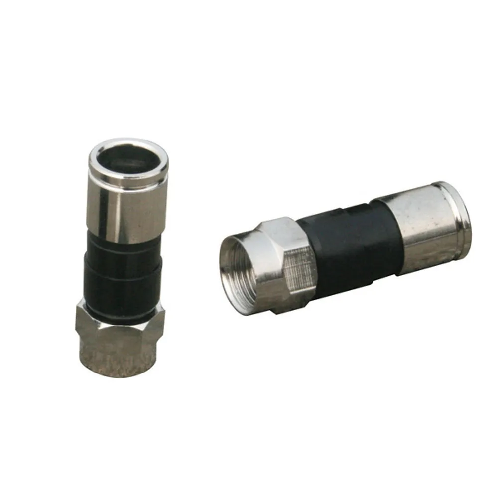 Catv Rf Connector Compressie Connector Rg6 Messing Vrouwelijke 100 Stuks Per Zak Rg6/Rg11 Coaxiale Kabel Rf Connector, Rf Adapters Rg6 Rg59