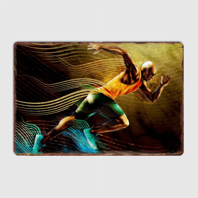 Short Distance Runner Usain Bolt Posters Metal Sign Poster Garage Living Room Cinema Living Custom Tin Vintage Home Decor