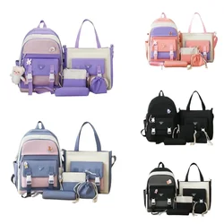 Youth Student Backpack Five-piece Set 4-6 Grade Students Back To School Backpack Cute Girls Must-have Daily Schoolbag