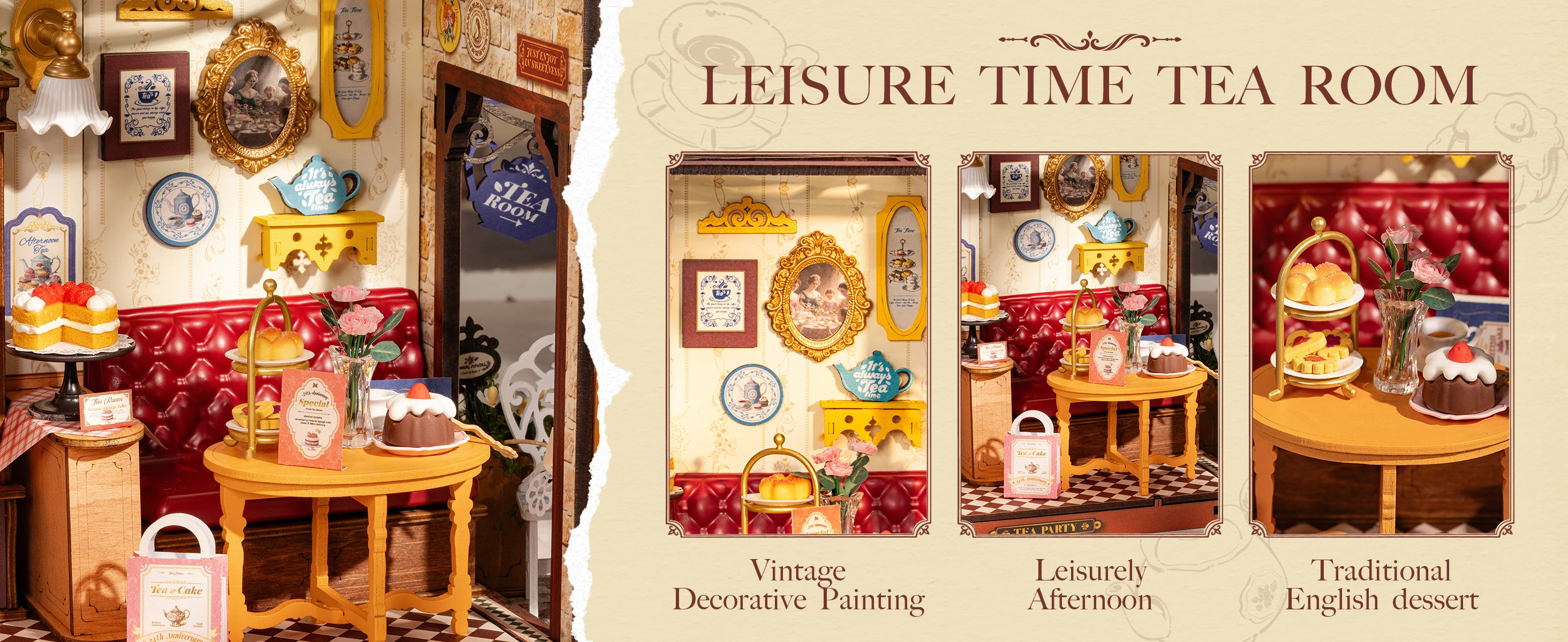 Rolife DIY Miniature Dollhouse Kit Leisure Time Tea RoomCrafts Hobbies Amazing Gift for Women Children DG171