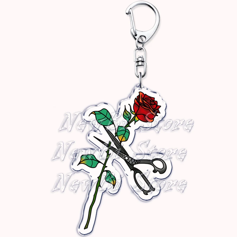 Romantic Pink Rose Flower Keychains Sunflower Red Love Keyring for Accessories Bag Key Chain Ring Jewelry Lovers Friends Gift