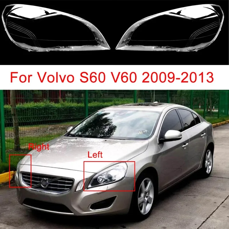 

Прозрачная стеклянная крышка фары для Volvo S60 2009-2013, V60, замена линзы фары, ПВХ-плафон, автомобильные аксессуары