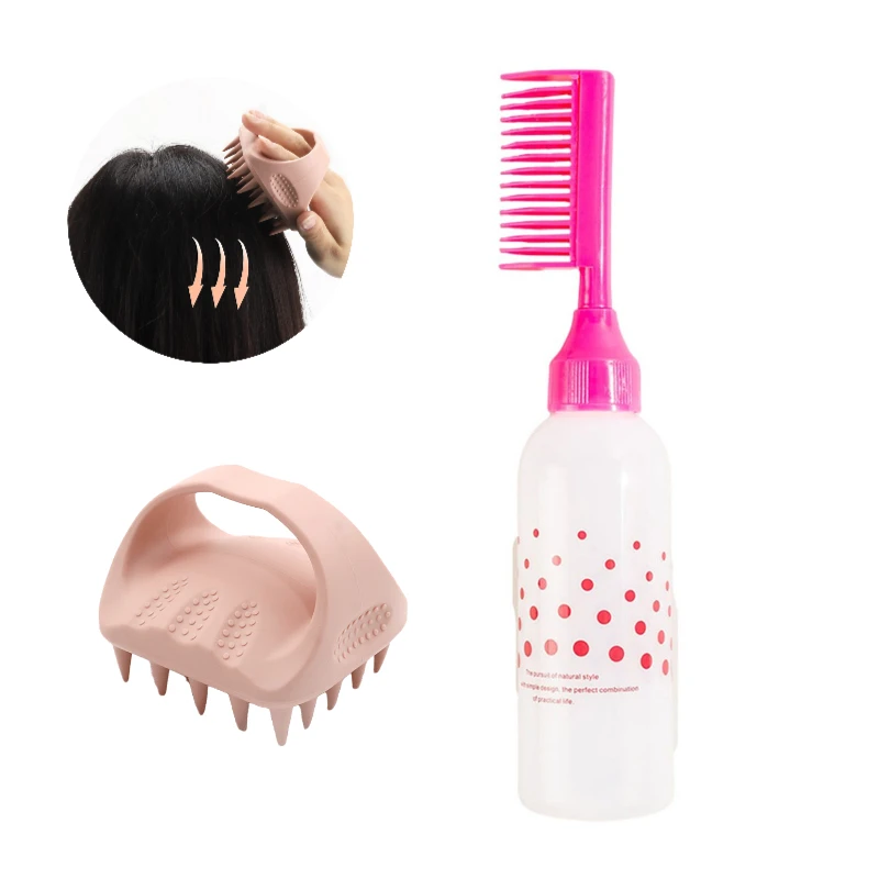 

Профессиональная расческа для краски для волос, пустая бутылка и силиконовая расческа-массажер - инструмент для ухода за кожей головы и окрашивания для точного нанесения ‌