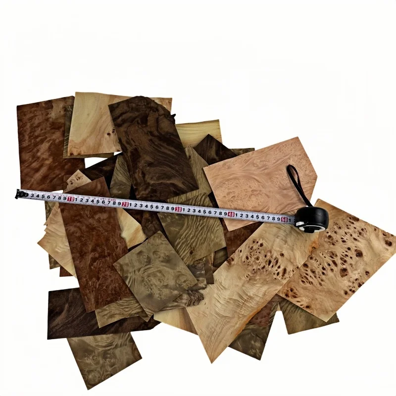

0.5mm 5 Types of Natural Burl Veneer Scraps Pack, DIY Burl Marquetry Pack, Handcraft Wood Chip Material Assortment