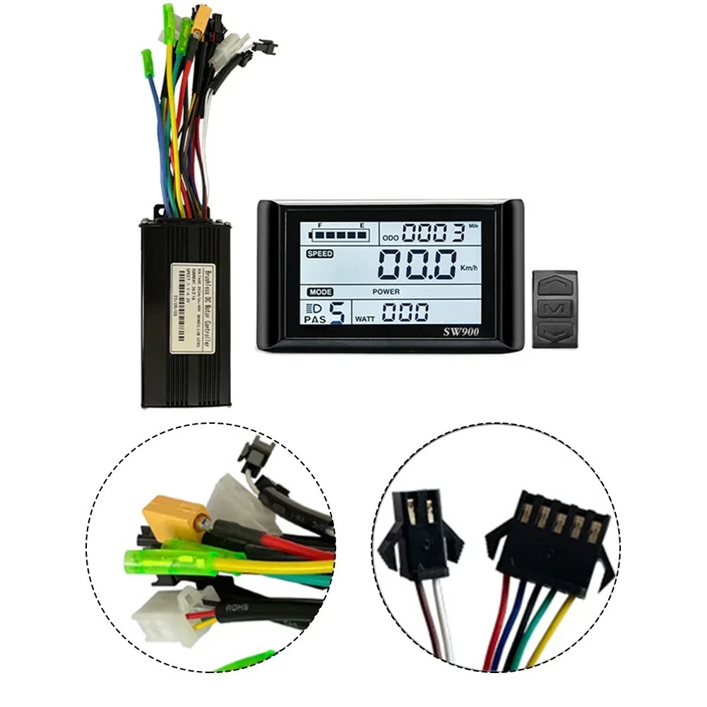 24/36/48V 26A/750W Sine Wave Controller+ SW900 Display For Ebike Electric Scooter Outdoor Cycling Accessories 9Mos 124x62x38mm