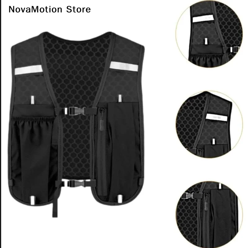 [NM]Reflective Hydration Backpack Waterproof Running Sports Vest For Hiking Cycling Marathon With Multi-Pocket[NM]