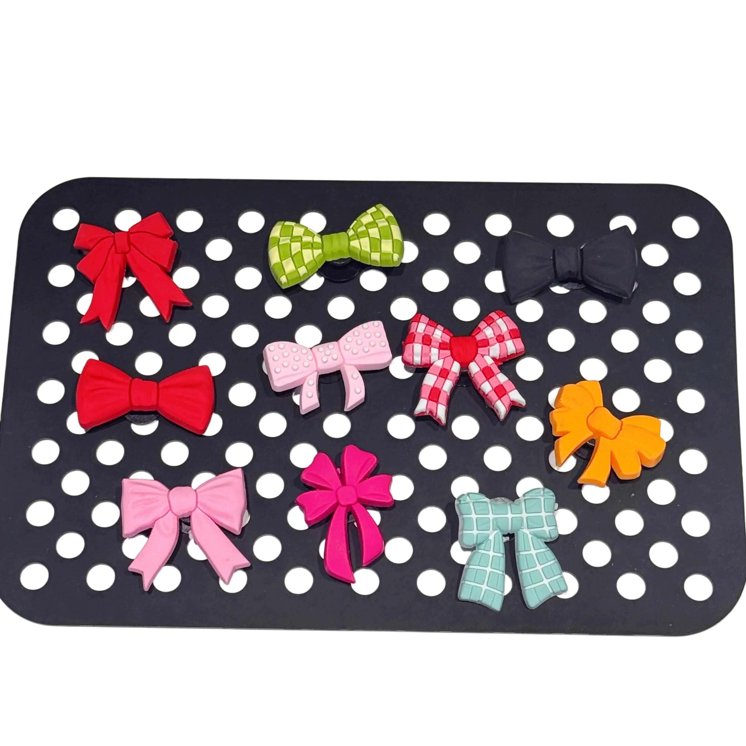 New Arrival 1/10Pcs Fashion Bowtie Woman Shoe Buckle Charms PVC Various Bowknot Sandals Decorations DIY Wristband