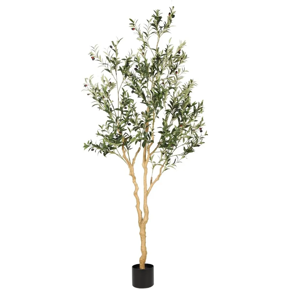 

Artificial Olive Tree 7 Feet - Realistic Tall Silk Olive Tree Artificial Interior Decoration - Large Potted Plant with Branches