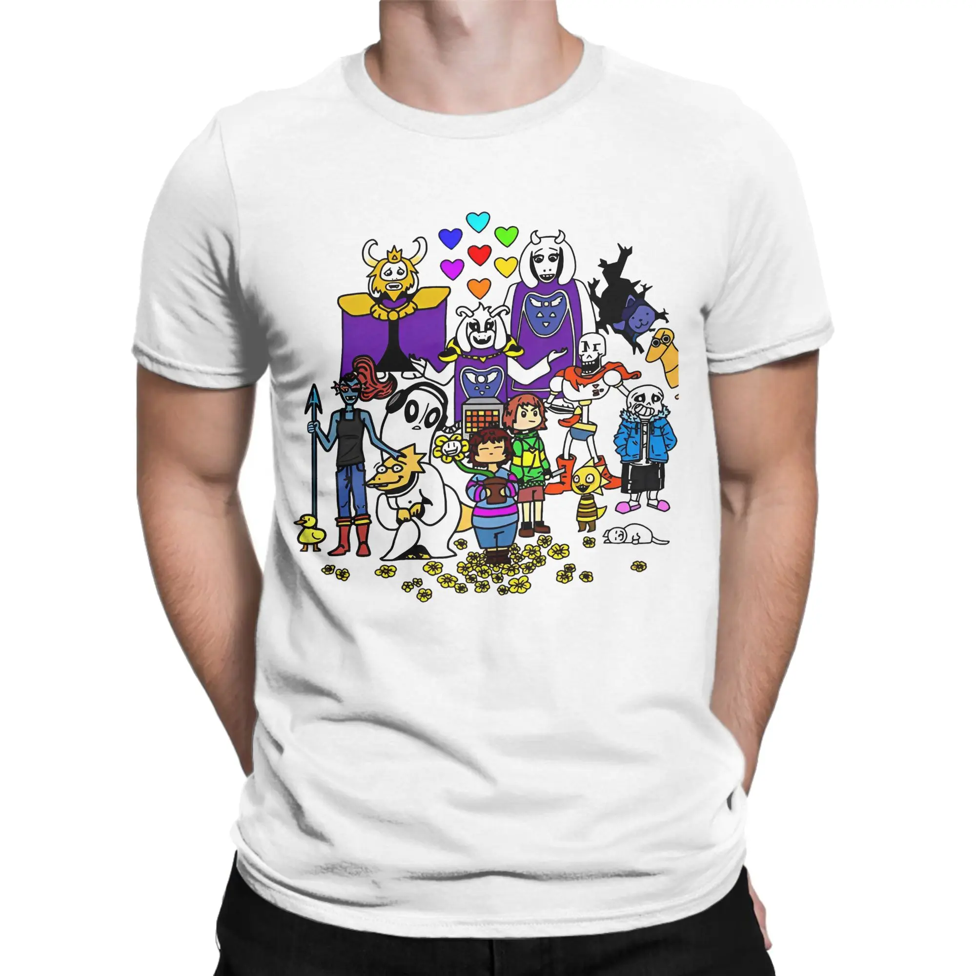 Undertales Collage T Shirt Men 100%Cotton Tops Novelty  Round Neck Short Sleeve