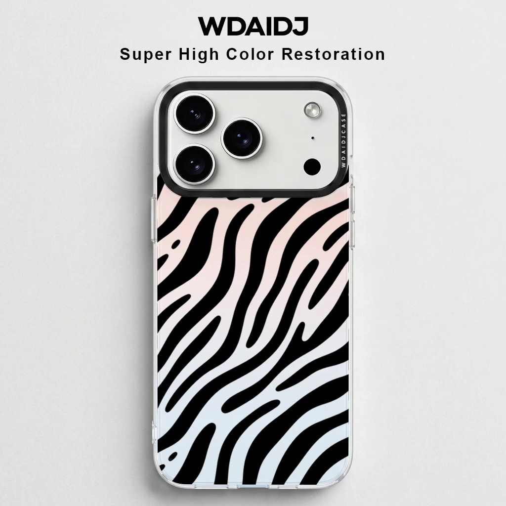 Zebra Stripe Print Clear Phone Case for iPhone 13 14 15 16 17 Pattern Anti-Yellow Shockproof Cover