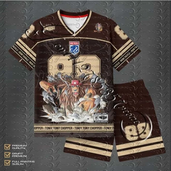 One Piece Anime Jersey Set Men Women 2 Piece T-shirt Shorts Suit Unisex Summer Casual Oversized Sportswear Full Printing