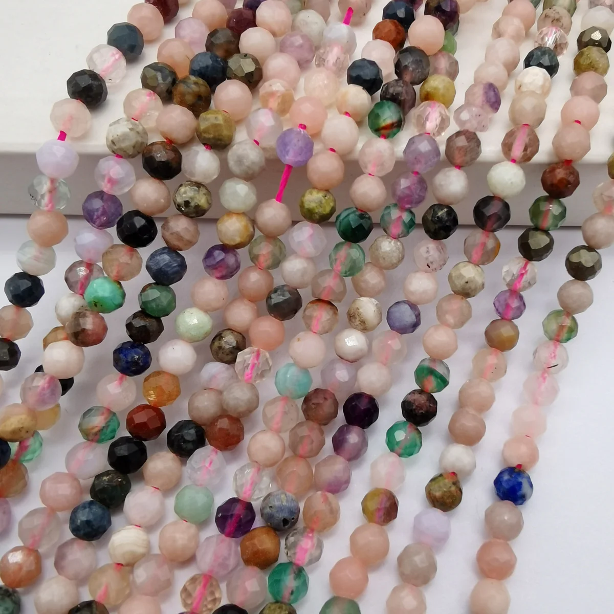 Cuentas sueltas facetadas de piedra mezclada Multicolor de 4MM, hebra de 15 pulgadas, fabricación de joyas para regalo de mujer A347