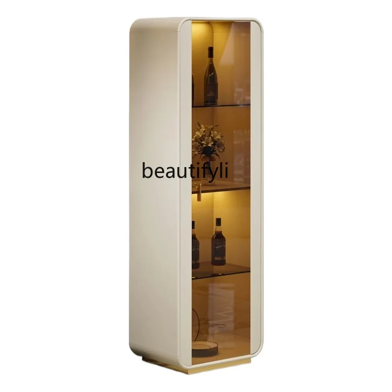 

Light luxury glass wine cabinet against the wall storage room guest dining room cabinet post-modern fashion high-end bookshelf