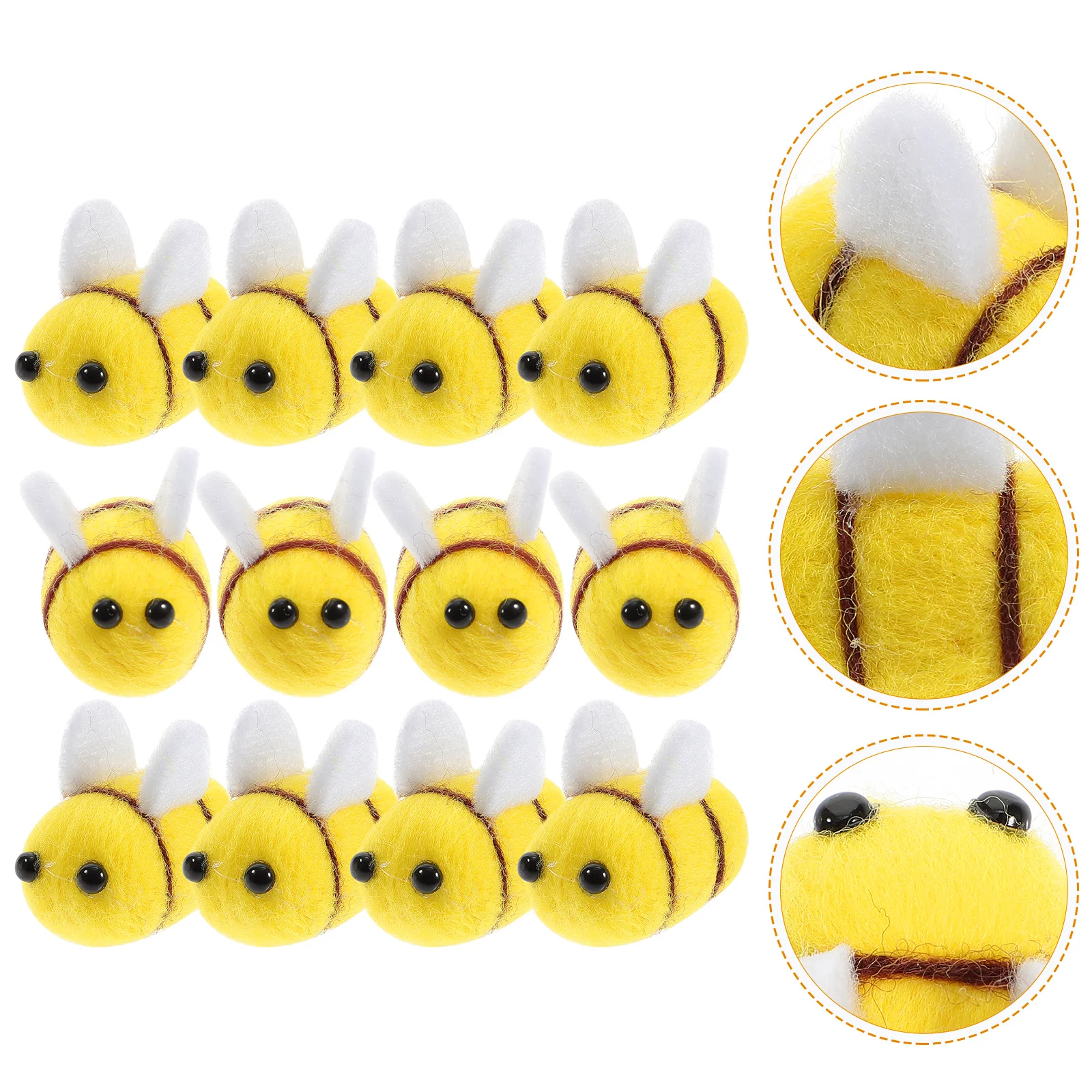 12 PCS Handmade Wool Felt Bee nament Clothing Decor Party Craft Supplies Animal Decorative Hair Accessory Shoes for Kids