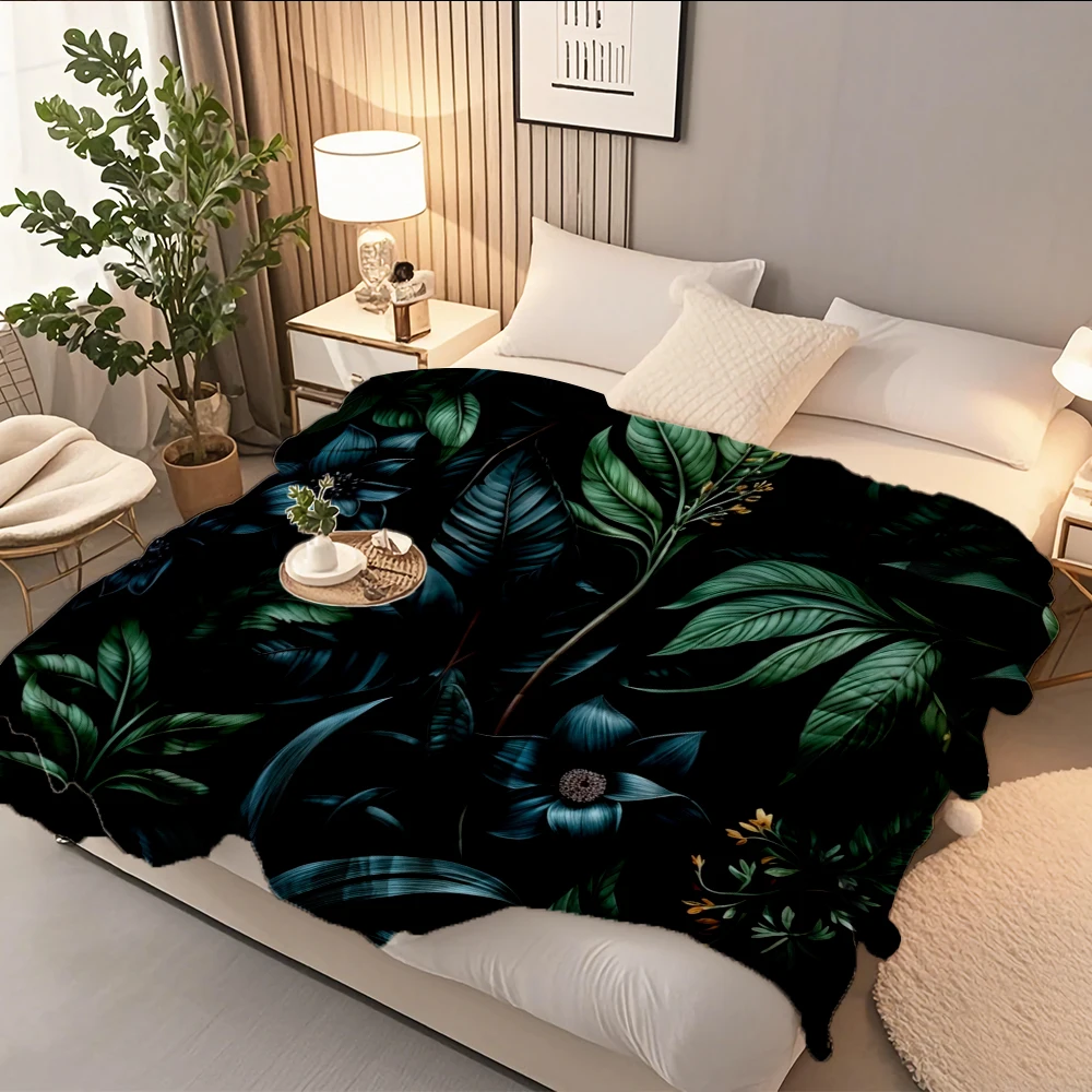 

Cold/warm Weather Flannel Blanket Magic Of Plant Motifs Coastal Nautical Pattern Comforter Plush Throw Machine-washable