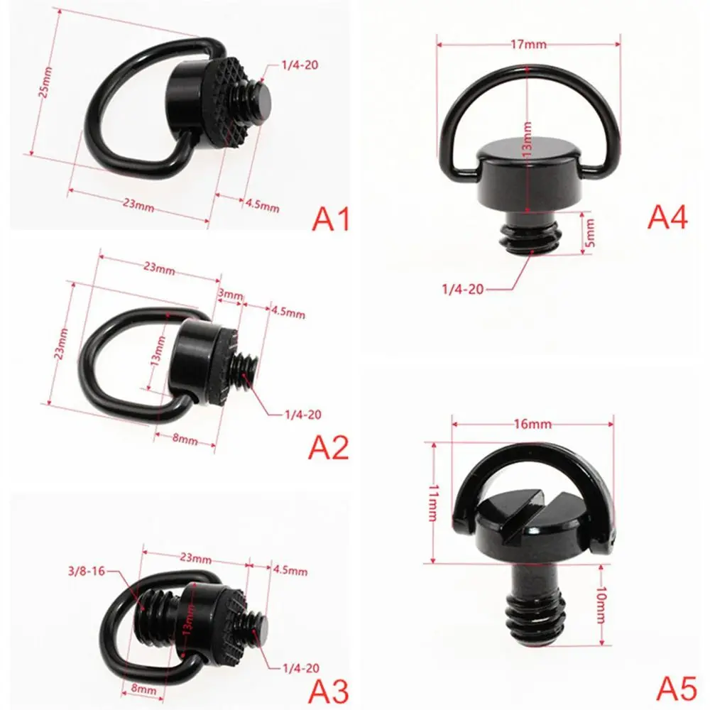 1/4 Inch Camera Screw Connection Adapter Connection Ring Shoulder Strap Safety Screw Black D Ring Camera Quick Strap Ring