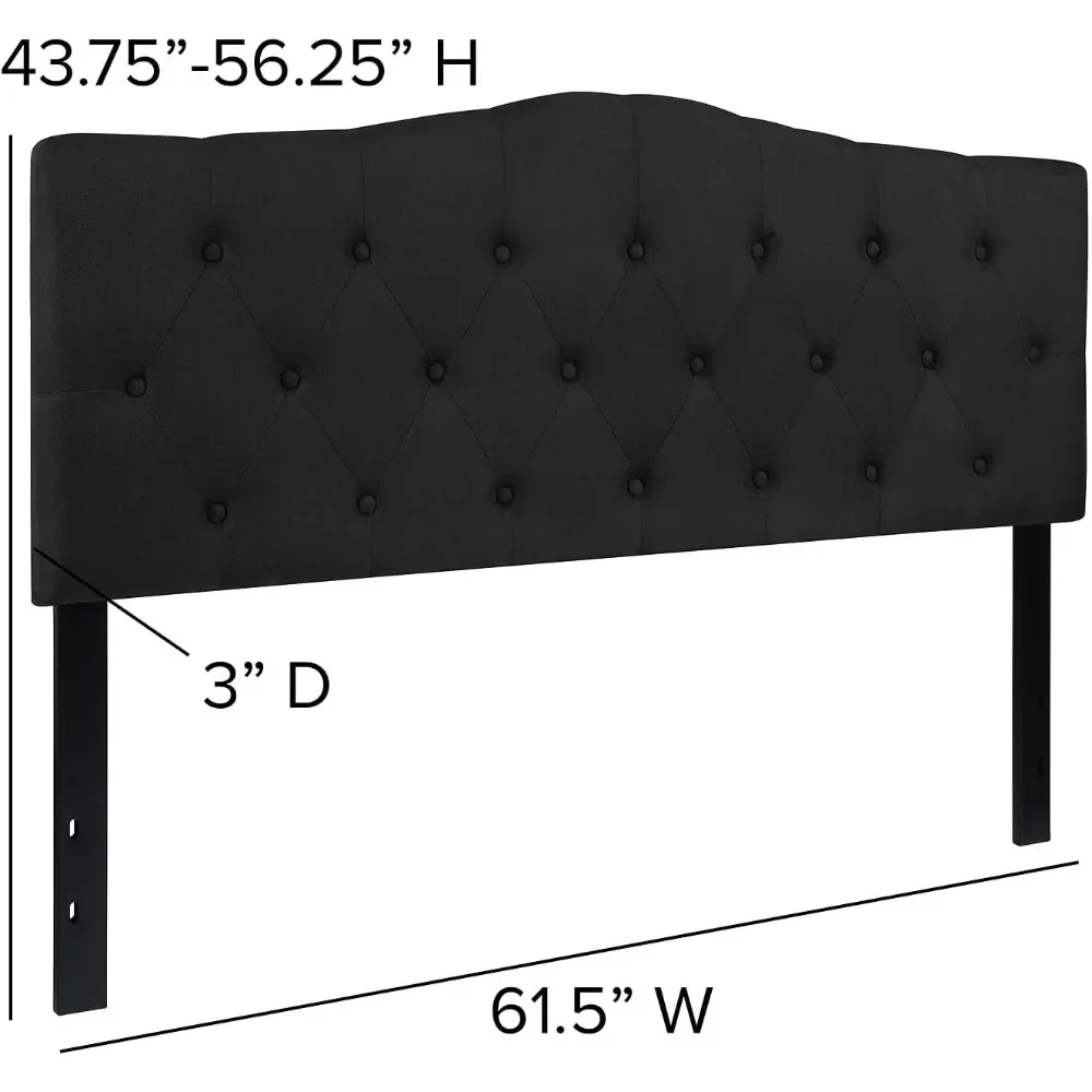 Cambridge Tufted Upholstered Queen Size Headboard in Black FabricFreight Free Bedroom Furniture Home