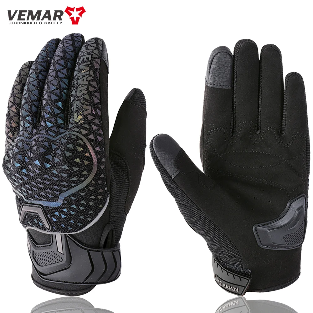 VEMAR Motorcycle Gloves Bright & Colorful Reflective Motocross Summer Gloves TPU Protective Suomy Moto Bike Gloves Touchscreen