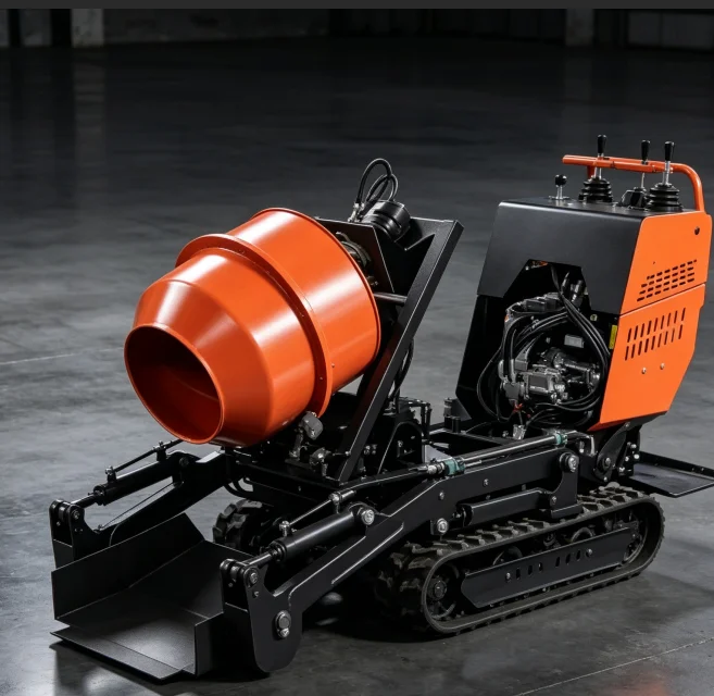 Self Loading Automatic Crawler Concrete Mixer, 450L Hydraulic Tracked Mixing Tank All Terrain for Mud Road Projects