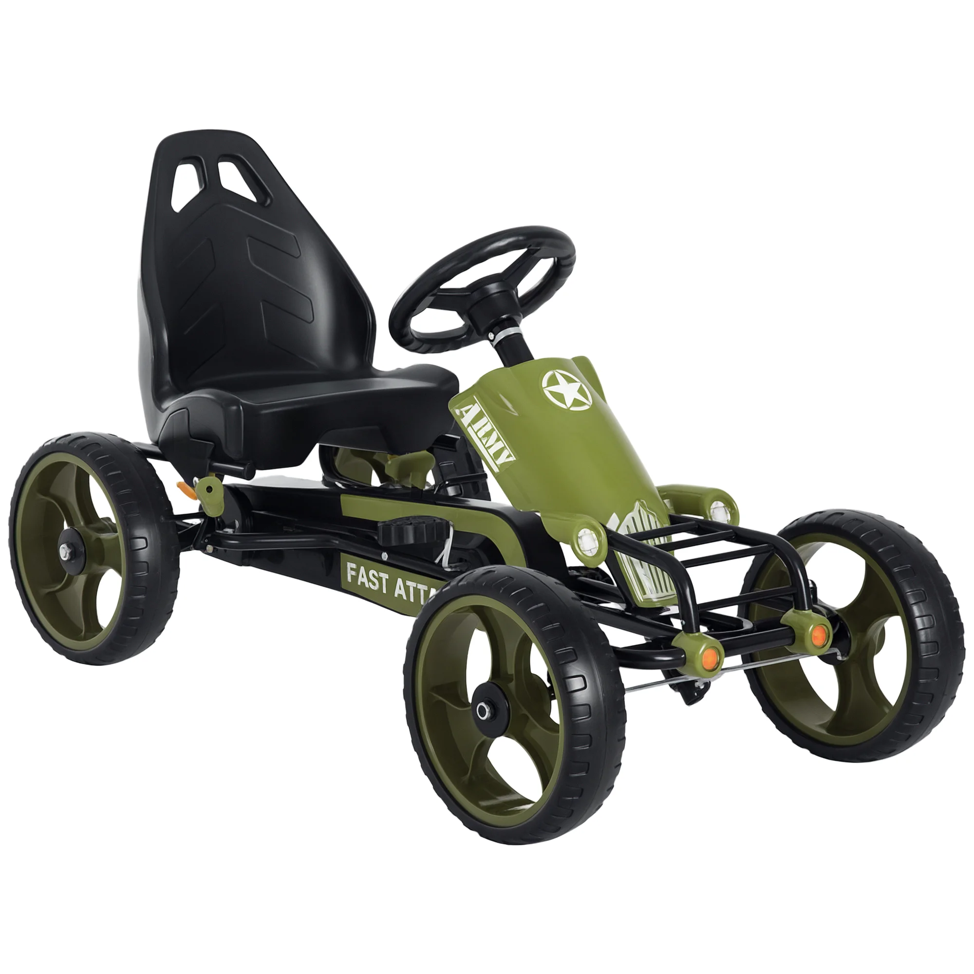 HOMCOM Kart con Pedales para Niños, Asiento Ajustable y Freno - Verde/Negro 🚲