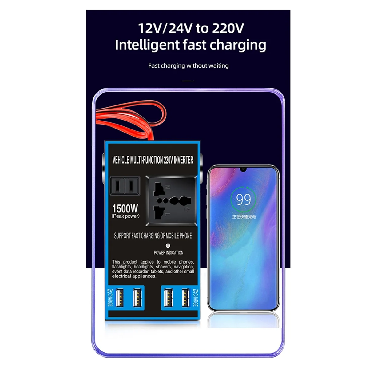 【Price-Drop】{DC 12V/24V to AC 110V/220V Quick Charging Car Inverter Cigar Lighter Socket USB Chargers AC Sockets Power Adapter