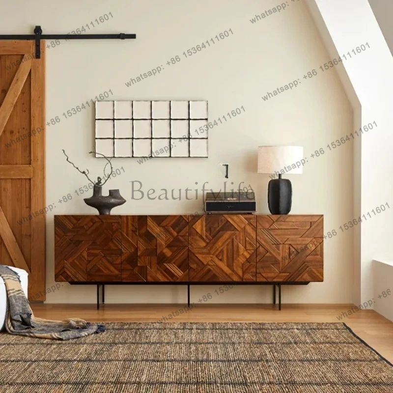 pg46Locker Antique Style Solid Wood Dining Side Hand-Carved Cabinet Living Room Home Hallway Tea Cabinet