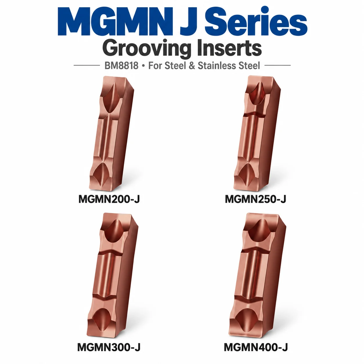 MGMN200/250/300/400-J Carbide Grooving Parting Inserts General Purpose CNC Lathe Turning Tools for Steel Stainless Steel