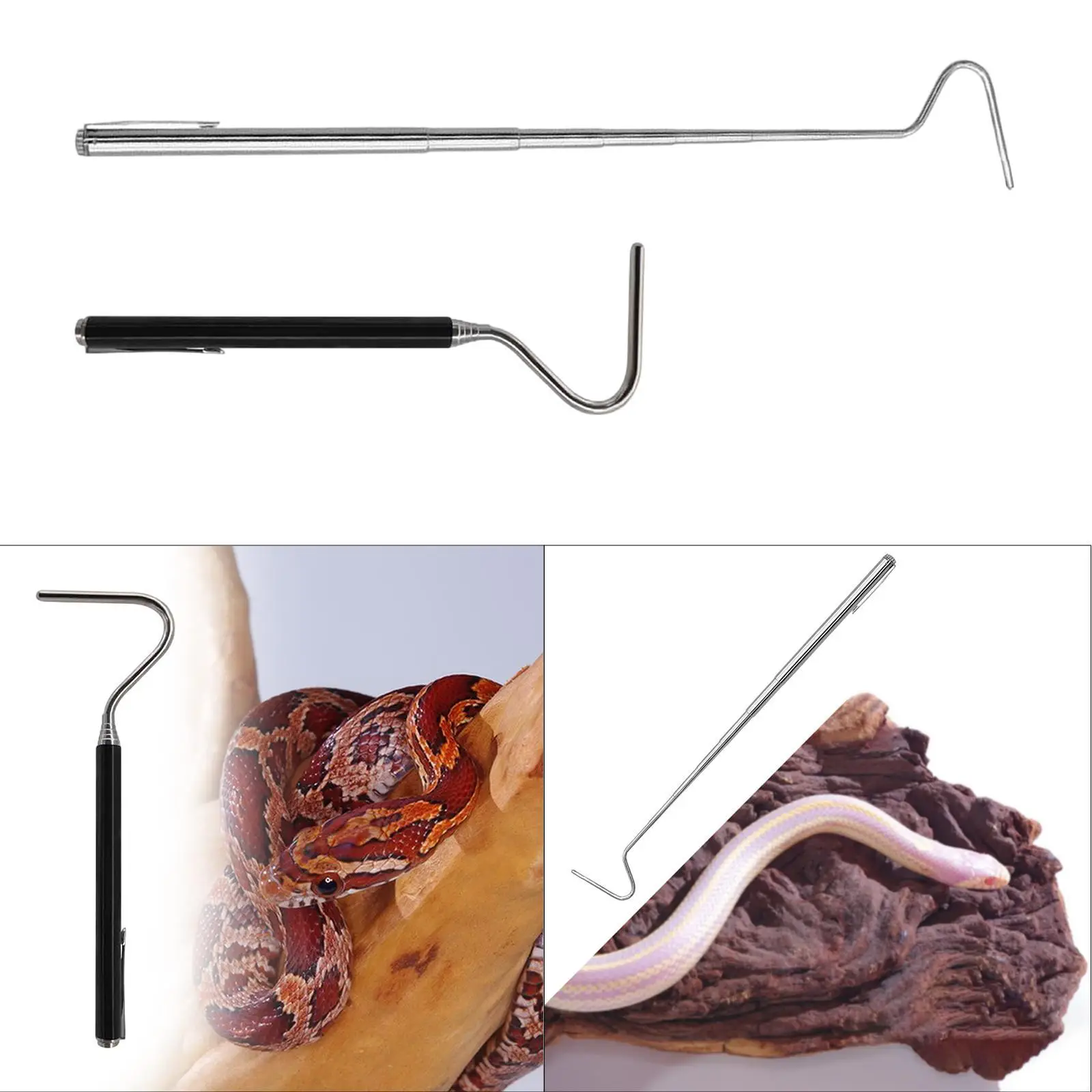 Snake Hook Stainless Steel Handy Snake Accessory Portable Long Reach Tool for Reptile Crawling Equipment