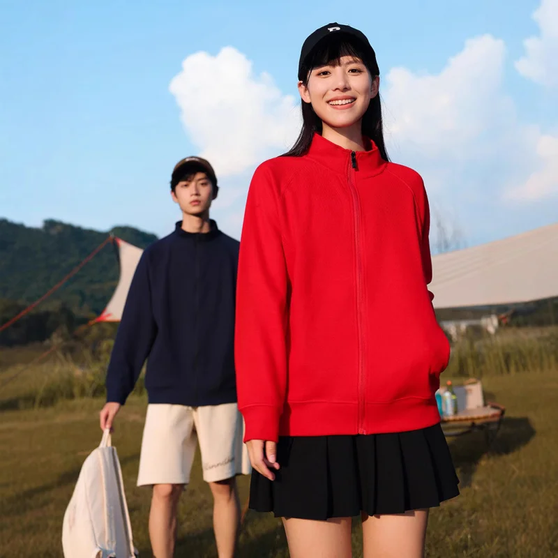 

Fashion Stand Collar Sweatshirt Custom Couple Style Long Sleeve Hoodie Casual Top Custom Advertising Shirt Embroidery