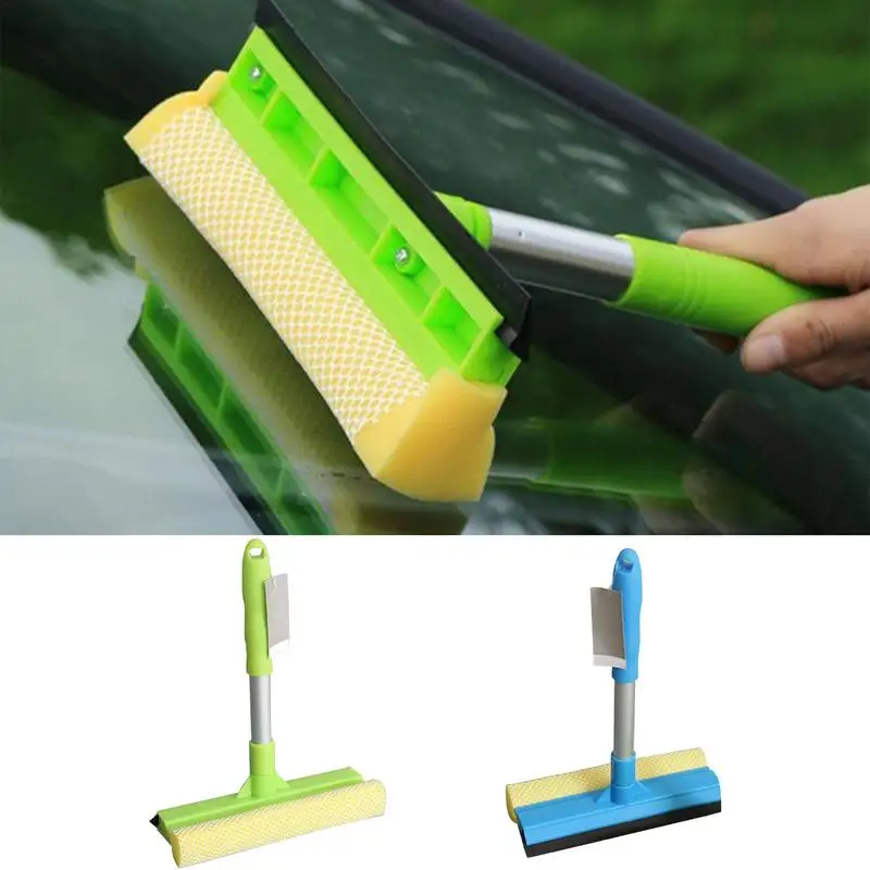 2 In 1 Window Cleaning Squeegee Heavy Duty Triple-Stage Wash Brush For RV Truck Boat and Campervan With Soft Sponges