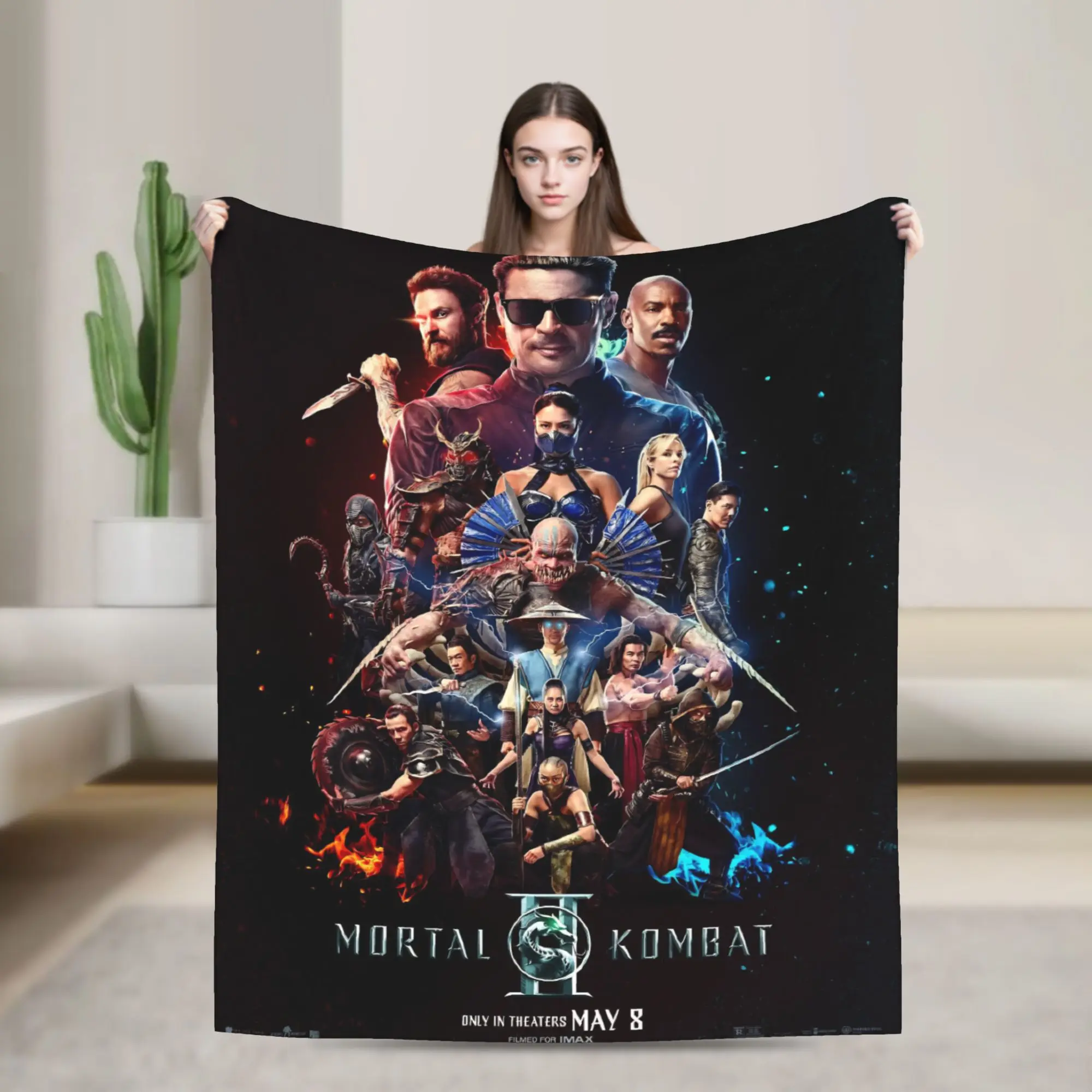 Mortal Kombat II Moive 2026 Throw Blanket for Couch Soft Fuzzy Plush Blanket 50x60 Inches Multiple Sizes Bedspread All Seasons