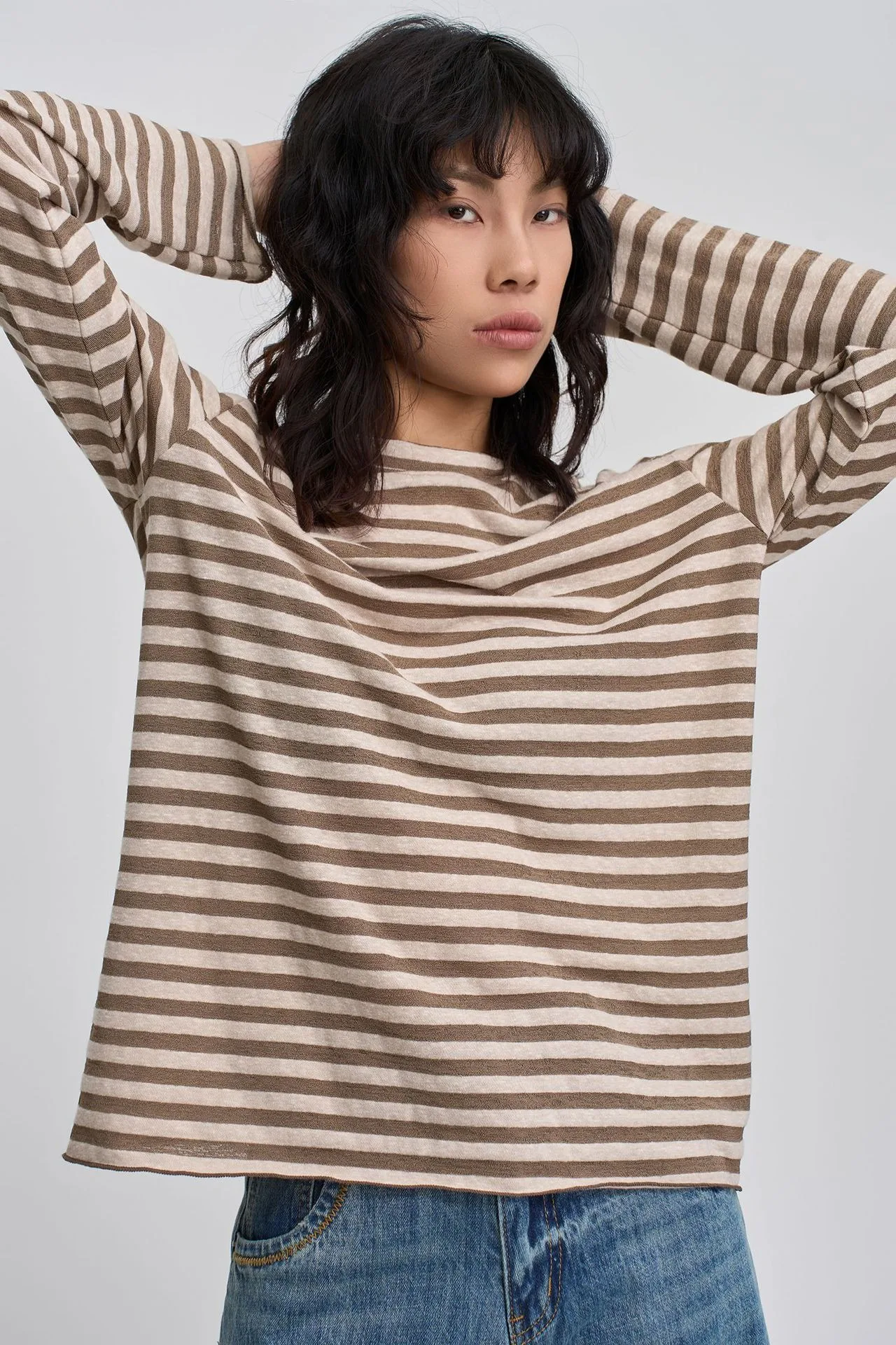 Long Sleeve Striped Tee Shirt Women Crew Neck Tops Essentials Autumn T Shirts