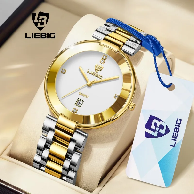 

LIEBIG Fashion Quartz Watch Men Luxury Stainless Steel Strap Date Male Wristwatches Waterproof Time Ladies Clcok Reloj Hombre