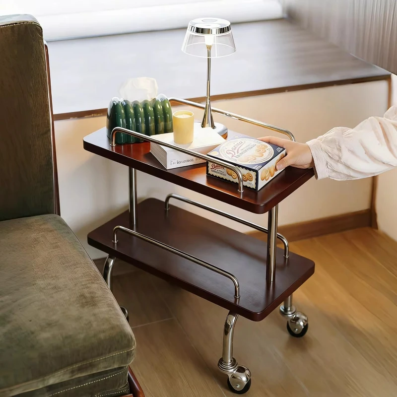 

Medieval sofa side table removable trolley bedside table storage shelf retro extremely narrow coffee table living room stainless