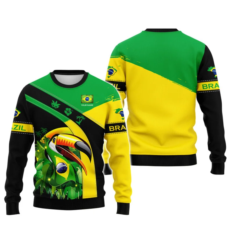 New Brazil National Emblem 3D Print Sweatshirt For Mens Clothing Round Pullover Streetwear Hip-hop Sportswear Hombre Women Tops