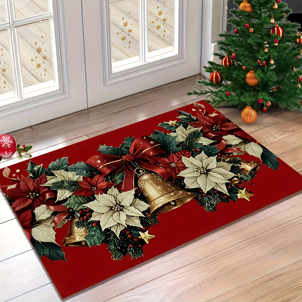 Doormat Merry Christmas Area Rugs Living Room Rocking Horse Carpet Holiday Decor Entrance Floor Mat