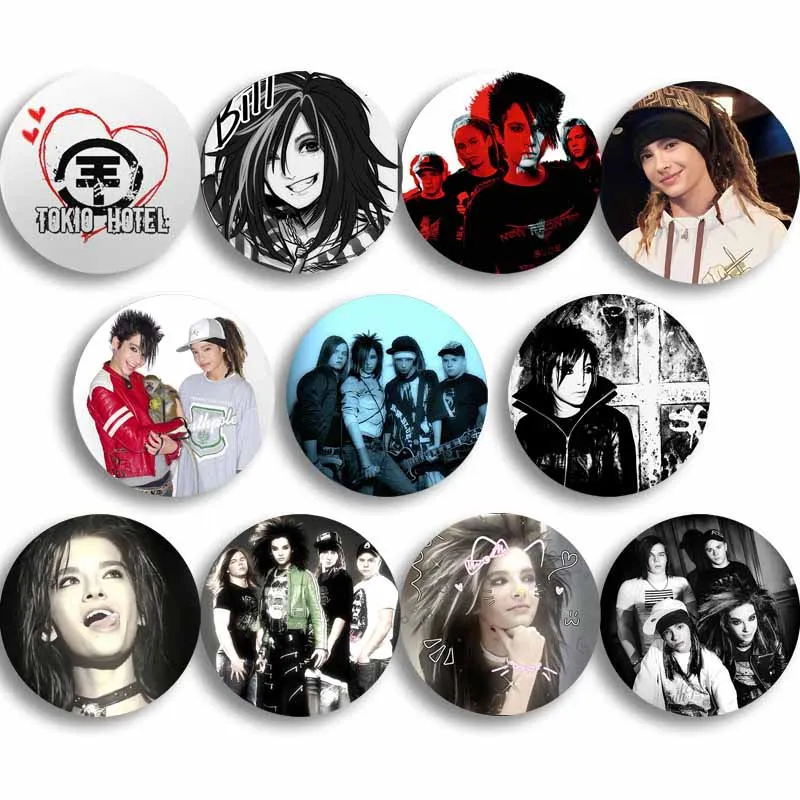 Retro Rock Band Tokio Hotel Brooch Pins Bill Kaulitz Pink Button Pin Gothic Badge Shirt Hat Accessories Decor Fans Collect Gifts